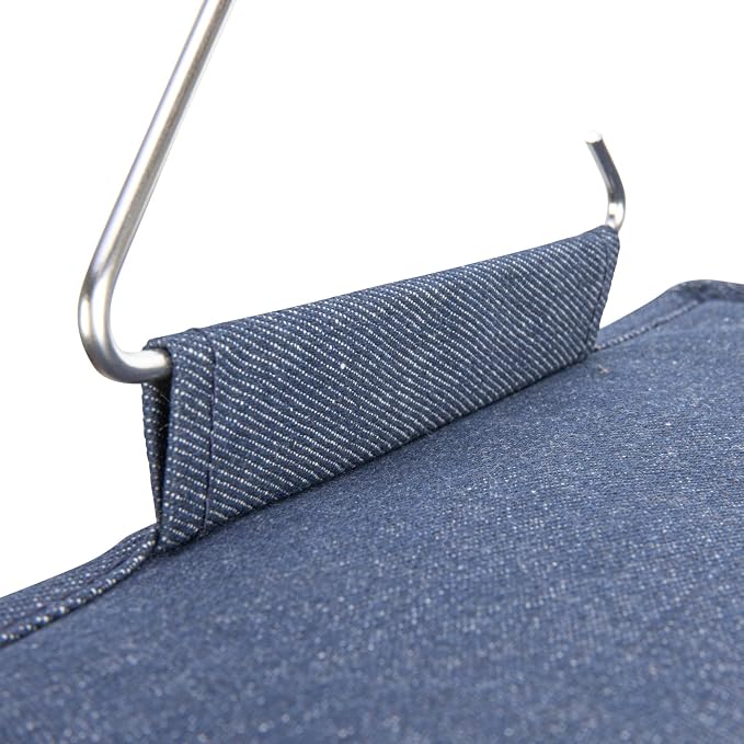 Household Essentials Hanging Cotton Blend and Plastic Closet Shoe Organizer with 10 Storage Compartments, Denim - Image 10