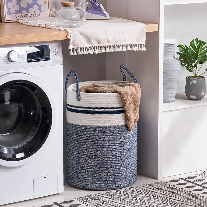 YOUDENOVA Cotton Rope Laundry Hamper Basket, 72L Blanket Basket for Nursery - Image 5