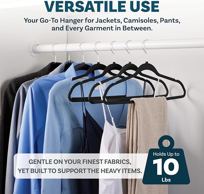 DEILSY™ Non-Velvet Black Plastic Hangers Slim Hangers 50 Pack for Closet | Space saving hangers, modern black hangers, thin hangers for shirts, jackets, coats and everyday clothing - Image 6