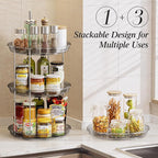 LAMU 2 Tier Lazy Susan Turntable Organizer 10.6'' Rotating Spice Rack Organization for Cabinet, Kitchen, Pantry, Countertop, Bathroom, Vanity, Medicine Cabinet Organizer, Grey - Image 4