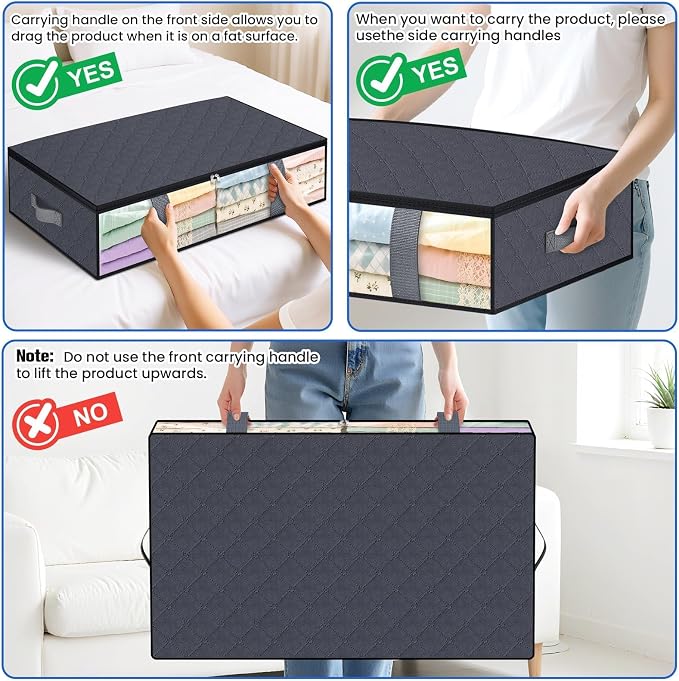 TasticTotes 2 Pack Under Bed Storage Containers, 75L Blanket Storage Bags - Image 5