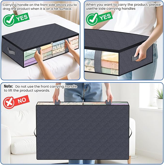 TasticTotes 8 Pack Under Bed Storage Containers, 75L Blanket Storage Bags - Image 5