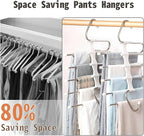 Pants Hangers Space Saving 5 Tier - 2 Pack Closet Organizers and Storage Closet Organizer,Anti-Slip Design,Closet Organizers and Storage for Pants Jeans Skirts Scarf Legging - Image 2