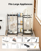 VEVOR Broom Holder with Cleaning Supplies Organizer, Metal Garage Storage - Image 5