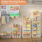 8 Tier Extended Width Hanging Closet Organizer, Sweater Storage for Closet Organizer System, Stackable Wire Basket Bins for Clothes Purse Shoes, Hanging Shelves with 4 Hooks & 4 Dividers Adjustable - Image 3