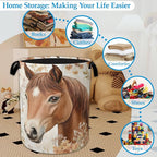 Horse Flowers Laundry Basket Collapsible Laundry Hamper Oxford Storage Bin for Clothes Storage, Organizer, Books and Sundries 16" X 20.8" - Image 5