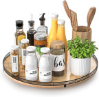 AMH 16-Inch Farmhouse Oak Lazy Susan Organizer for Table and Cabinet by AMH