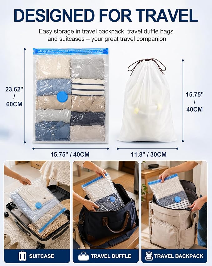 7-Pack Small Vacuum Storage Bags for Travel - Image 2