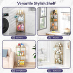 SWTYMIKI Standing Shower Caddy Corner - 3‑Tier Stainless Steel Shower Organizer Shelf with 12 Hooks and Adhesive Pads, Rustproof Corner Shelves Stand Rack for Bathroom Shower Room, Gold - Image 6