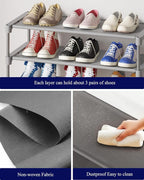 Kitsure Shoe Rack - Non-Woven Shoe Rack Shelf, Shoe Organizer for Closet, Entryway, Garage & Corridor, Stackable Shoe Shelves, 27.5" Wide - 3 Tier, Grey | Shoe Organizer for Closet, Entryway, Garage, Stackable Shoe Shelves, college dorm&apartment essen... - Image 6