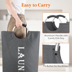 Lifewit 2 Pack 120L Laundry Basket with Aluminum Handles, Grey - Image 3