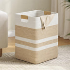 Nunsino 90L Laundry Basket, Cotton Rope Laundry Hamper with Leather Handles by Nunsino