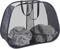 Seiritex Mesh Popup Laundry Hamper 2 Compartment, Collapsible Laundry Sorter Basket Foldable Hamper for Clothes, College Dorm, Travel (Black) by SEIRITEX
