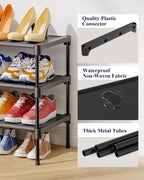 Kitsure Shoe Rack - Non-Woven Shoe Rack Shelf, 27.5" Wide - 3 Tier, Black | Shoe Organizer for Closet, Entryway, Garage, Stackable Shoe Shelves, college dorm&apartment essentials - Image 4