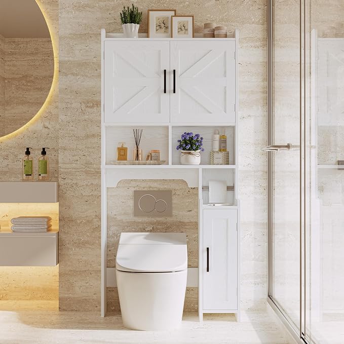 IRONCK 67 in Over The Toilet Storage Cabinet with Adjustable Shelves White - Image 9