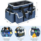 Cleaning Caddy Bag,Large Cleaning Supplies Organizer with Handle for Housekeepers, Blue - Image 3