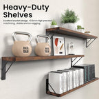 BAYKA Wall Shelves for Bedroom Decor, Wood, Rustic Brown, Set of 3, 36in - Image 5