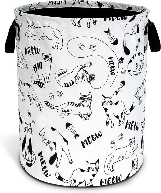 Cute Cat Meow Pet Laundry Basket Foldable Oxford Cloth Hamper 18.9x 16.5 In by Unknown
