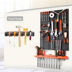 C-CHAIN Mop and Broom Holder, 5 Position with 6 Hooks Garage Storage Holds up to 11 Tools, Multipurpose Wall Mounted Tool Rack Organizer for Kitchen Garage,Grey - Image 3