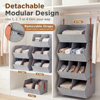 4 Tier Collapsible Hanging Closet Organizer with Hooks Zipper - Image 5