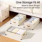 Yecaye 82L Under Bed Storage Containers, Fits 9.4" Under Bed, 2 Pack, Beige | XXL Capacity, 360° Rolling Wheels, Sturdy Metal Frame, Clear Window & Label, Storage Bins for Clothes, Shoes, Blankets - Image 7