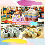 6 Pack Classroom Caddy Organizer with Handle Macaron Plastic Table Caddy 6 Compartments Storage Cup Holder for School Supplies Art Crafts Crayons Pencil Stackable Desk Caddy for Office Home - Image 6