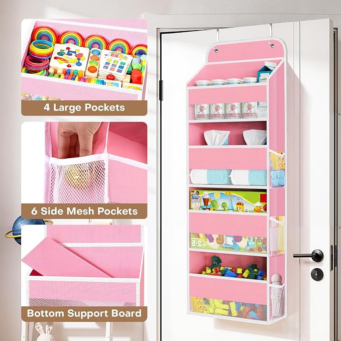 Over the Door Organizer, 4 Large Pocket Hanging Storage with 40lb Capacity - Image 4