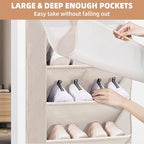 STORAGE MANIAC Over the Door Shoe Organizer with Curtain Dustproof Heavy-Duty Large Deep Pocket Hanging Shoe Organizer for Closet Dorm & Narrow Door Storage Shoe Holder Shoe Rack, 9-Shelf Beige 1 Pack - Image 6