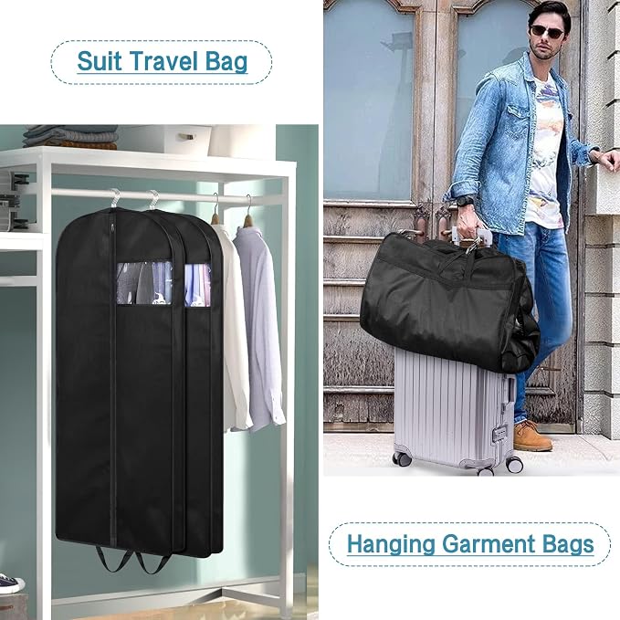 KIMBORA 54" Suit Bags for Closet Storage and Travel, Gusseted Hanging Garment Bags for Men Suit Cover With Handles for Clothes, Coats, Jackets, Shirts（3 Packs） - Image 3