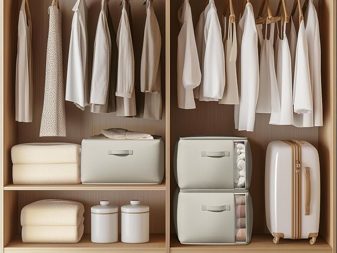 6 Pack Canvas Comforter Storage Bags for Clothes & King Comforters, Grey - Image 7