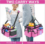 Cleaning Caddy,Cleaning Bag for Housekeepers,Cleaning Supplies Organizer with Handle,Rose Red - Image 5