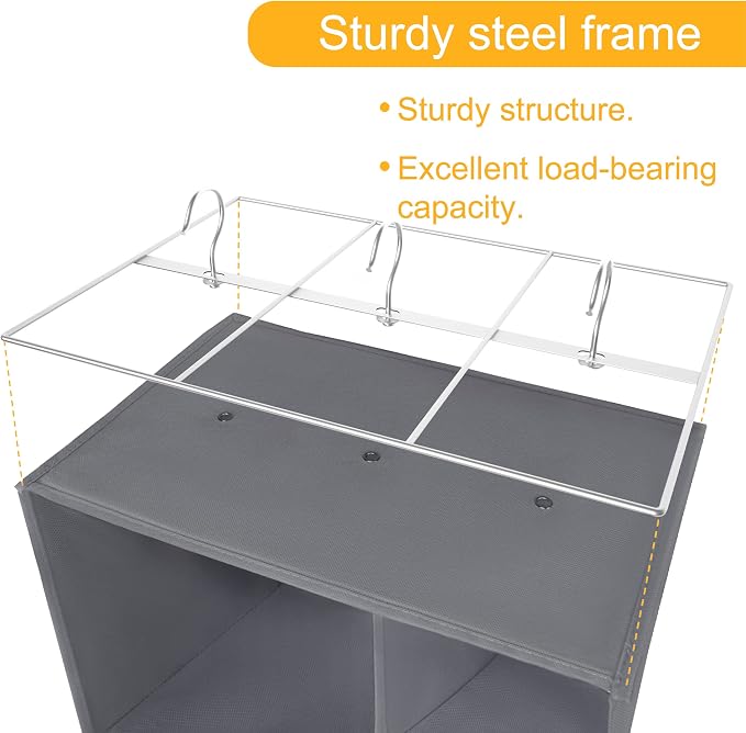 Libeder Shoe Organizer for Closet, 15 Shelf Hanging Closet Storage Shelves - 10 Shoe Rack Organizer and 5 Compartment for Clothes with 6 Side Mesh Pockets for Scarves Socks,Gloves, Grey - Image 6