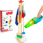 Kids Cleaning Set with Electric Vacuum, Wooden Toddler Cleaning Toys by HELLOWOOD