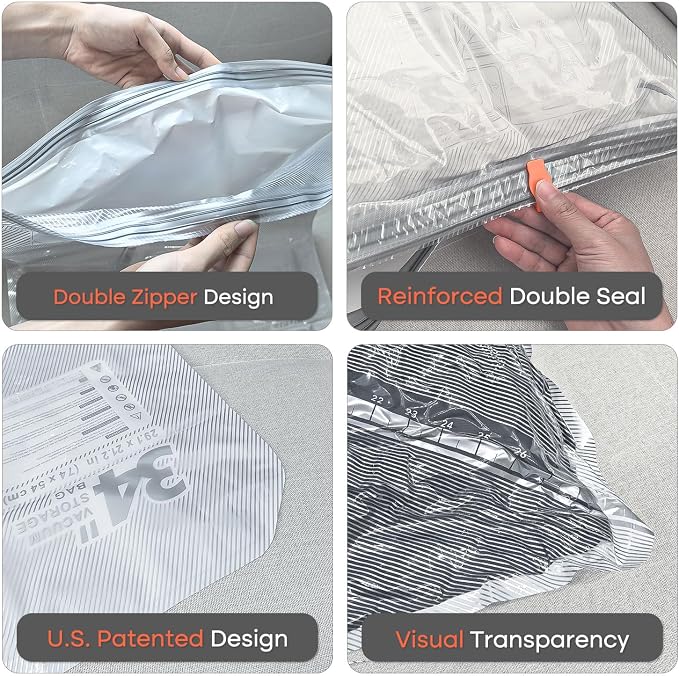 Vacbird Vacuum Seal Bags for Clothing with Rechargeable Cordless Pump, 15 Pack Vacuum Storage Space Saver Bags, Compression Packing for Clothes Bedding Blanket Pillows Comforters Luggage Travel - Image 7