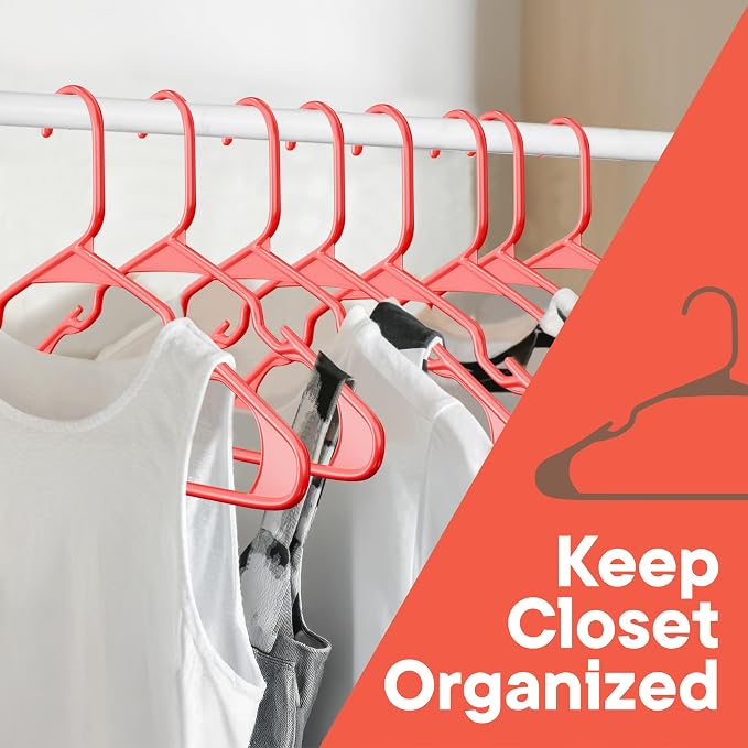 Plastic Clothes Hangers – Heavy Duty Hanger Set, for Organizing Clothes, Dresses, and Coat, Holds Up to 5 lbs, Space-Saving Hangers with Non-Slip Shoulder Grooves, Pack of 120, Red - Image 4