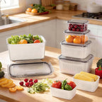 HOMETALL 8 Pack Fruit Storage Containers for Fridge, Produce Containers for Fridge with Colander, Leakproof Fridge Organizers and Storage for Berry Vegetable Salad Lettuce Meat Food - Image 4