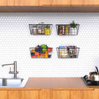 MaraFansie Over the Cabinet Door Organizer Wall Wire Baskets Hanging Kitchen Basket Shelf for Cabinet & Pantry Organization and Kitchen, Bathroom, Bedroom Storage, with Adhesive, 4 Pack - Image 3