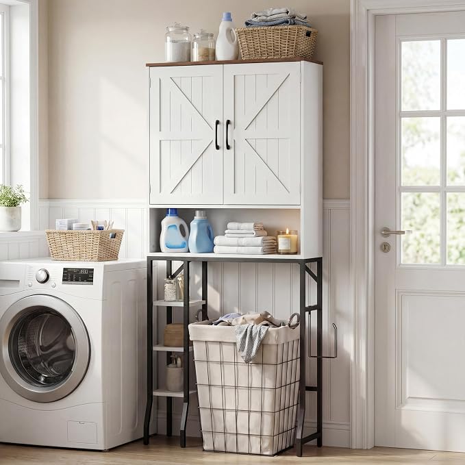 Over The Toilet Storage Cabinet,31" W Bathroom Organizer, White - Image 3