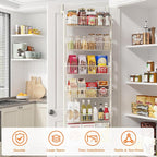 MIAOLI Over the Door Pantry Organizers and Storage, 6-Tier Spice Rack, Home & Kitchen Storage Shelves for Cabinet, Large Capacity Hanging Seasoning Organizer, Laundry Room Organization, White - Image 4