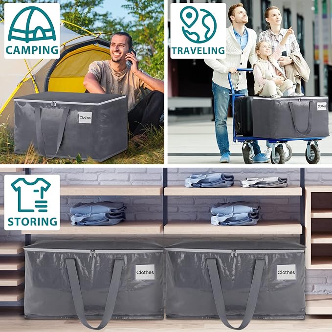 Fabspace Heavy Duty Moving Bags, 125L Collapsible Storage Totes, 8-Pack - Image 6