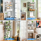 Simple Trending 4 Tier Over The Toilet Storage with Drawers, Heavy Duty Bathroom Stand Organizer Metal Shelves for Laundry, White - Image 7