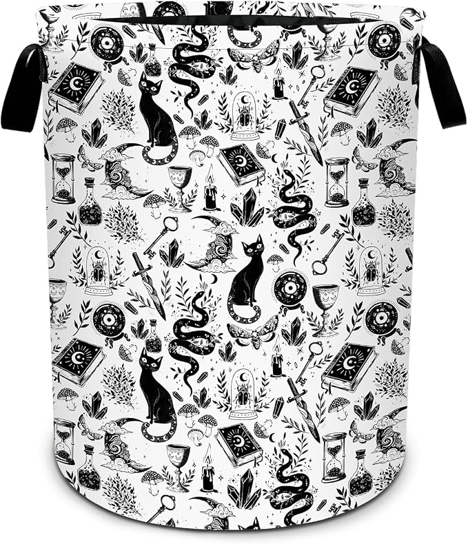 Goth Cat Laundry Basket Foldable Oxford Laundry Hamper With Handle For Room Bathroom Bedroom by Yopiiefa