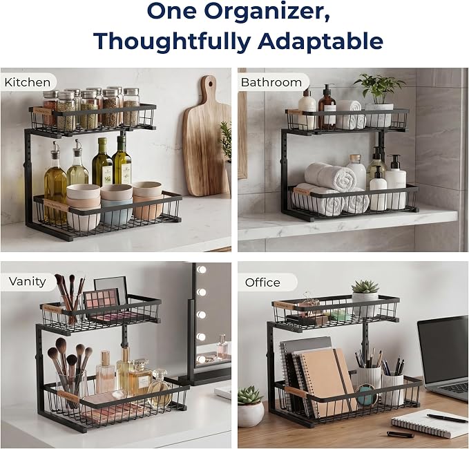 Under Kitchen Sink Organizer with LED Lights, 2 Pack, 2-Tier - Image 7