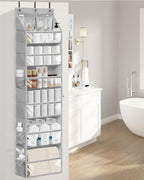 STORAGE MANIAC Over the Door Organizer 6-Shelf Closet Hanging Storage with 14 Mesh Pockets, 66lbs Capacity Clear Deep Pockets Behind Door Storage for Nursery, Bathroom, Bedroom, 1 Pack Grey - Image 2