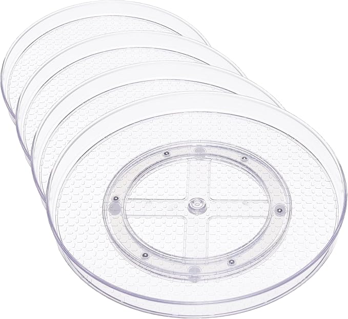Amazon Basics Clear Lazy Susan Turntable Organizer for Organization, 12-Inch (Pack of 8) by AmazonBasics