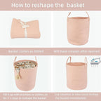 XUANGUO Cotton Rope Laundry Basket Hamper for Clothes, coral pink - Image 6