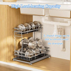 1 Pack Under Sink Organizers and Storage, 2 Tier Pull Out Cabinet Organizer, Metal Sliding Drawer Storage for Kitchen Bathroom，Gray - Image 6
