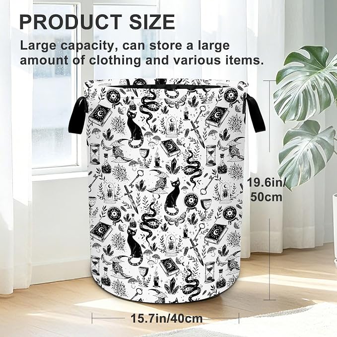 Goth Cat Laundry Basket Foldable Oxford Laundry Hamper With Handle For Room Bathroom Bedroom - Image 2