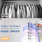 Clothes Hangers Space Saving, Newly Upgraded Detachable Shirt Hangers, 6-Tier Foldable Coat Hanger with 360° Swivel Hook for Closet Organizers and Storage Shirt,Sweater,Suit - 4 Pack, Patent Pending - Image 3