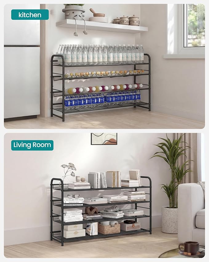 SONGMICS 4-Tier Long Stackable Metal Shoe Rack, Holds Up to 20 Pairs | Shoe Organizer for Closet, Entryway, and Small Spaces, with Adjustable Slanted Shelves, Black, DAVIAN Collection ULMR107BD01 - Image 6